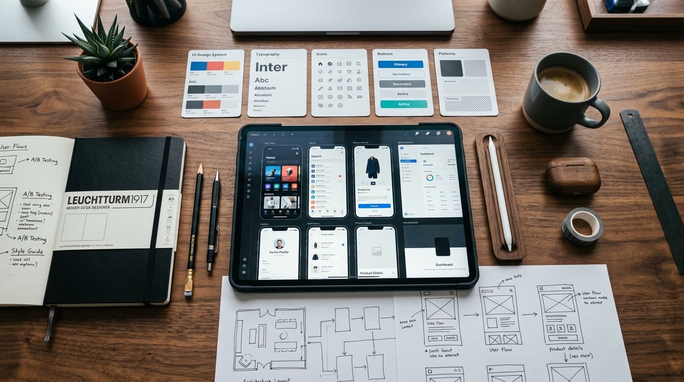 Product design system and wireframes