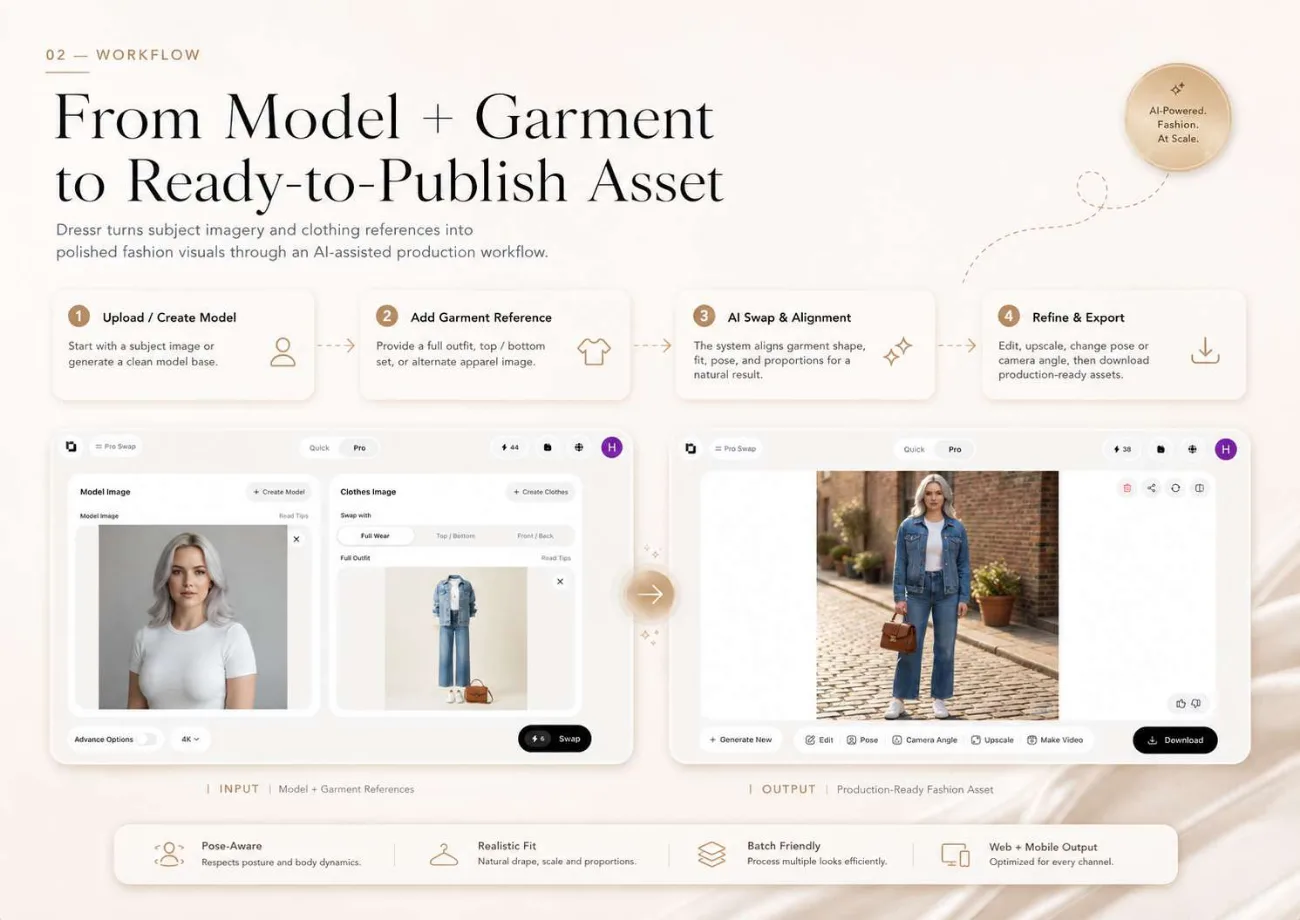 Grid of the eight available fashion workflows